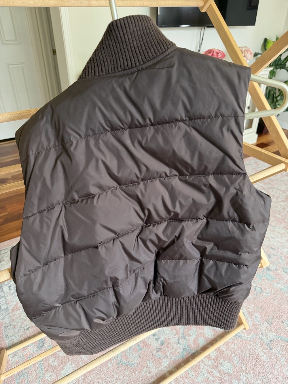Women’s Brown Quilted Puffer Vest - Classic Winter Vest - Picture 2 of 3